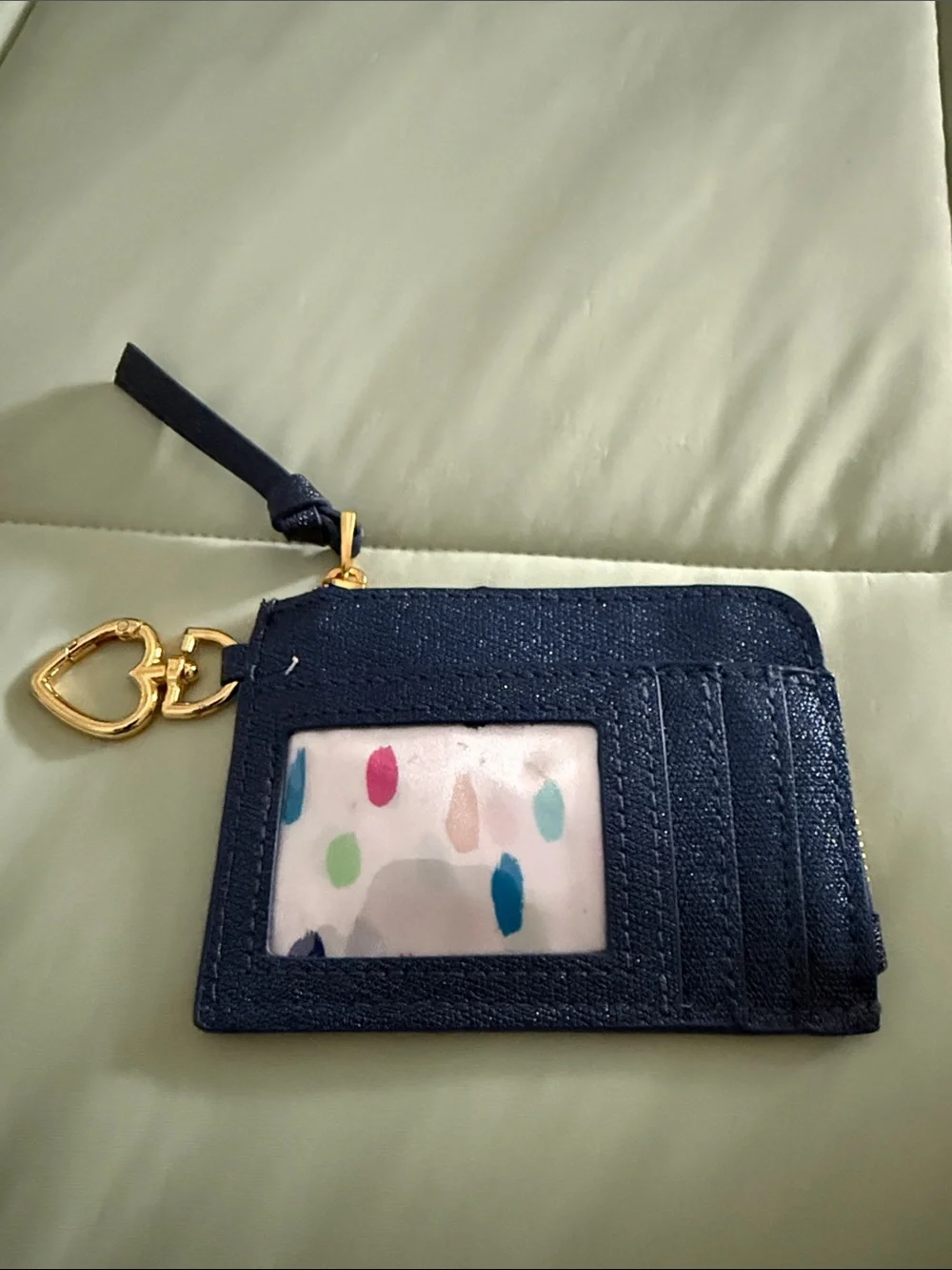 Mary Kay Navy Card Case with Gold Heart Charm